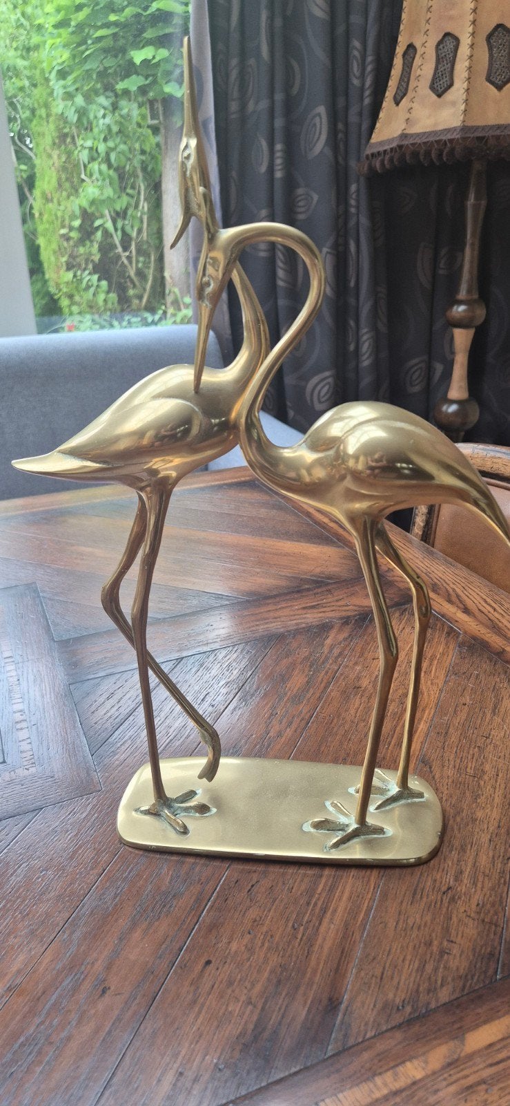 Vintage Messing Kraanvogels Beeld - 46 cm Hoog, Ophalen of Verzenden
