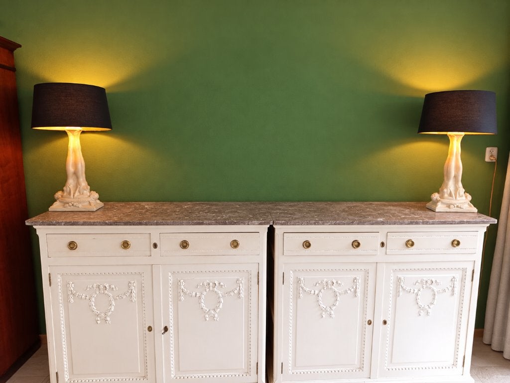 2 antieke klassieke lampen met lampenkap, Steen/keramiek, Overige merken, Vintage, Inclusief lichtbron