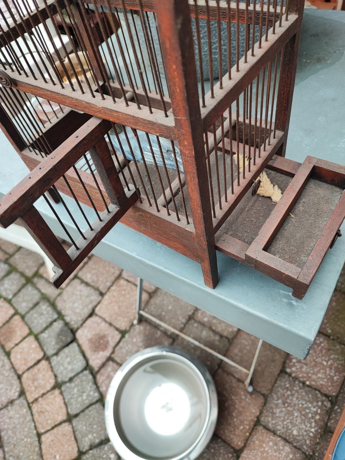 antike Vogel kooi, Ophalen of Verzenden, Zo goed als nieuw, Hout, Vogelkooi