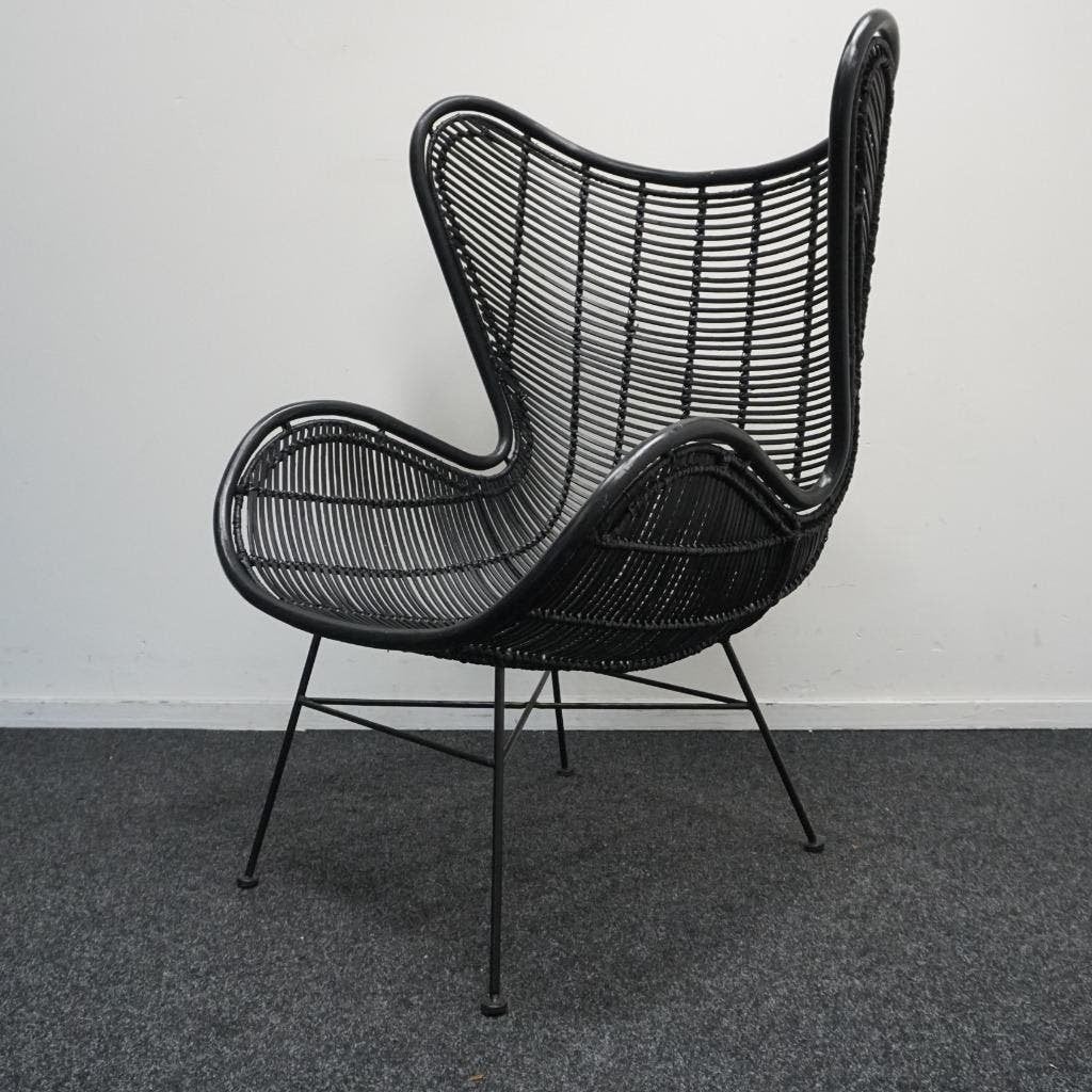 HKliving Rotan Egg chair |  Design fauteuil | Design Stoel, Huis en Inrichting, Stoelen, Gebruikt, Twee, -, Zwart