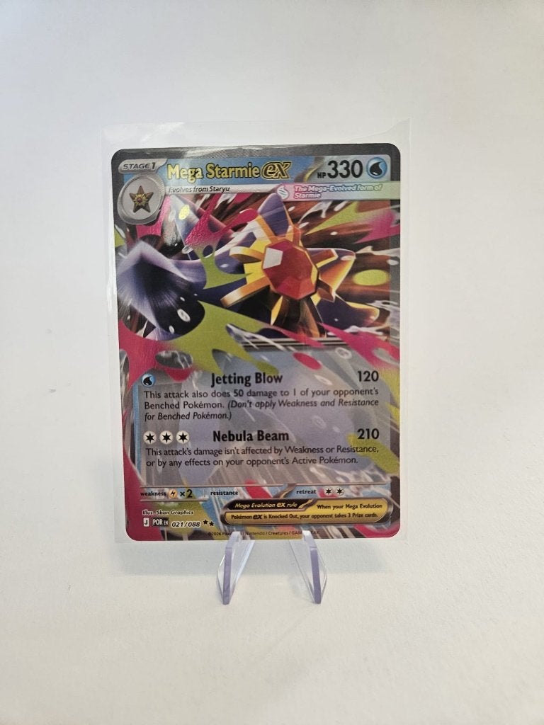 Mega Starmie ex 021/088 Pokémon – Near Mint, Ophalen of Verzenden, Zo goed als nieuw, Losse kaart, Foil