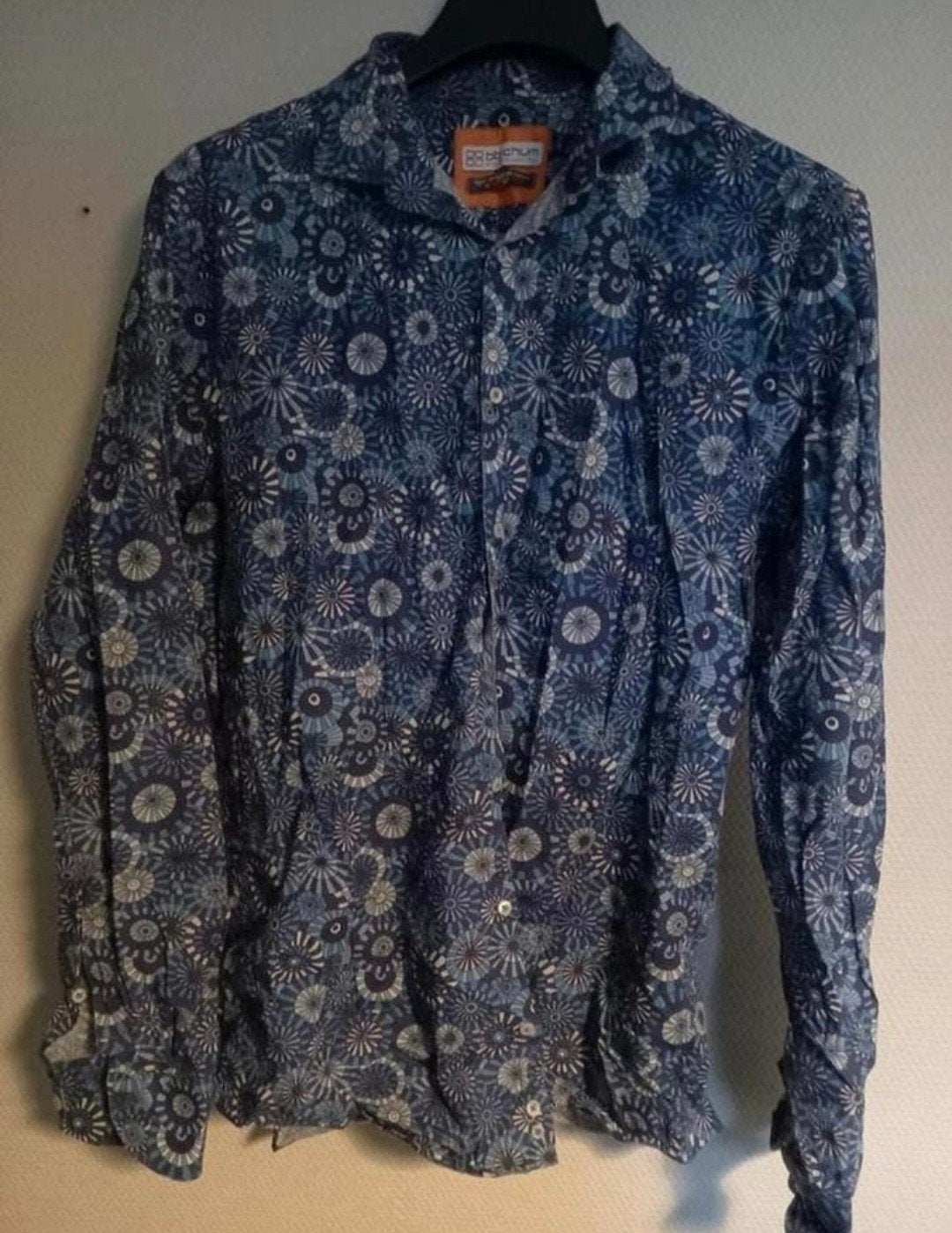 Overhemd met hip motief, maat L, merk BBChum, Ophalen of Verzenden, Blauw, Halswijdte 41/42 (L)