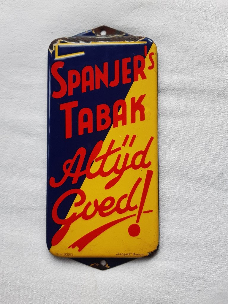 emaille bord deurpostje spanjers tabak, Ophalen of Verzenden