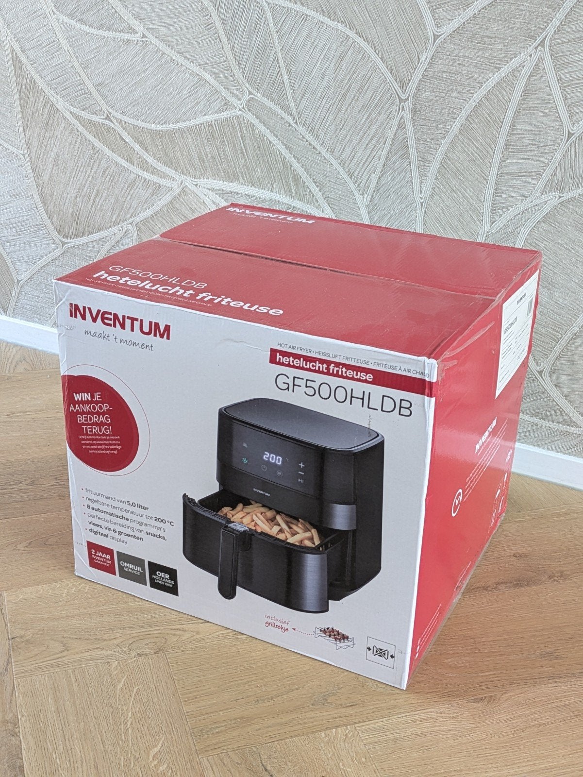 Airfryer Inventum Hetelucht Friteuse GF500HLDB, Witgoed en Apparatuur, Waterkokers, 1 tot 2 liter, Ophalen, Nieuw