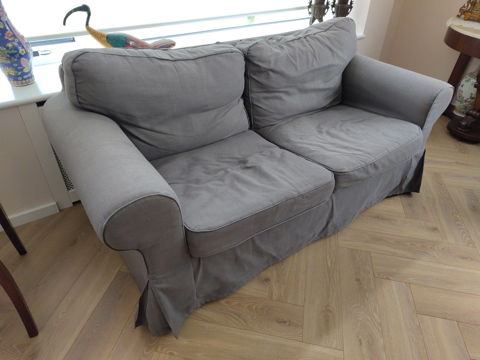 IKEA EKTORP 2-zitsbank, Hakebo donkergrijs, Ophalen, Gebruikt, 150 tot 200 cm, 75 tot 100 cm