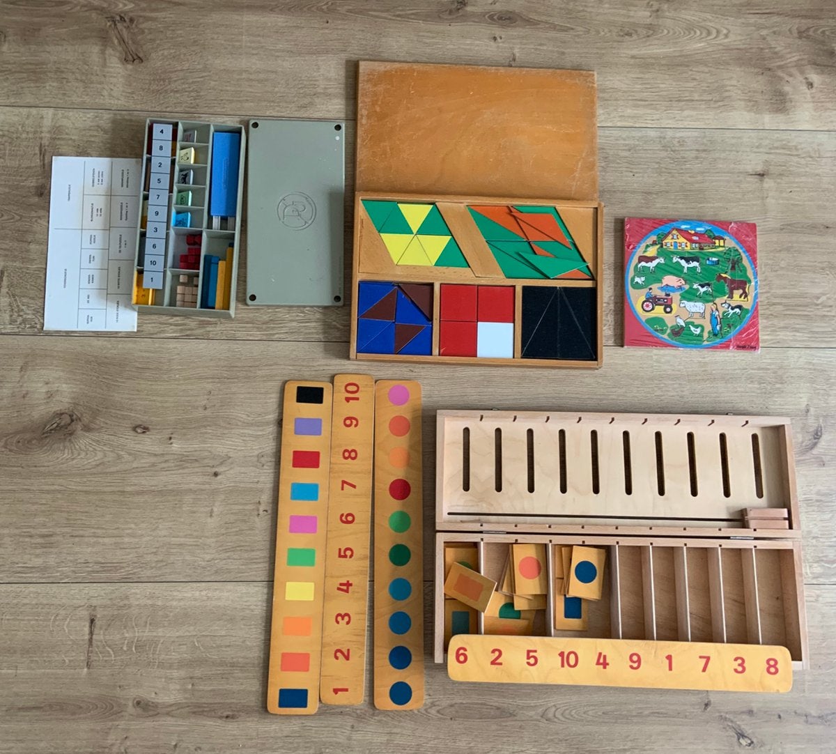 Schoolmateriaal hout  educatief puzzel kleuren cijfers  ea, Ophalen of Verzenden