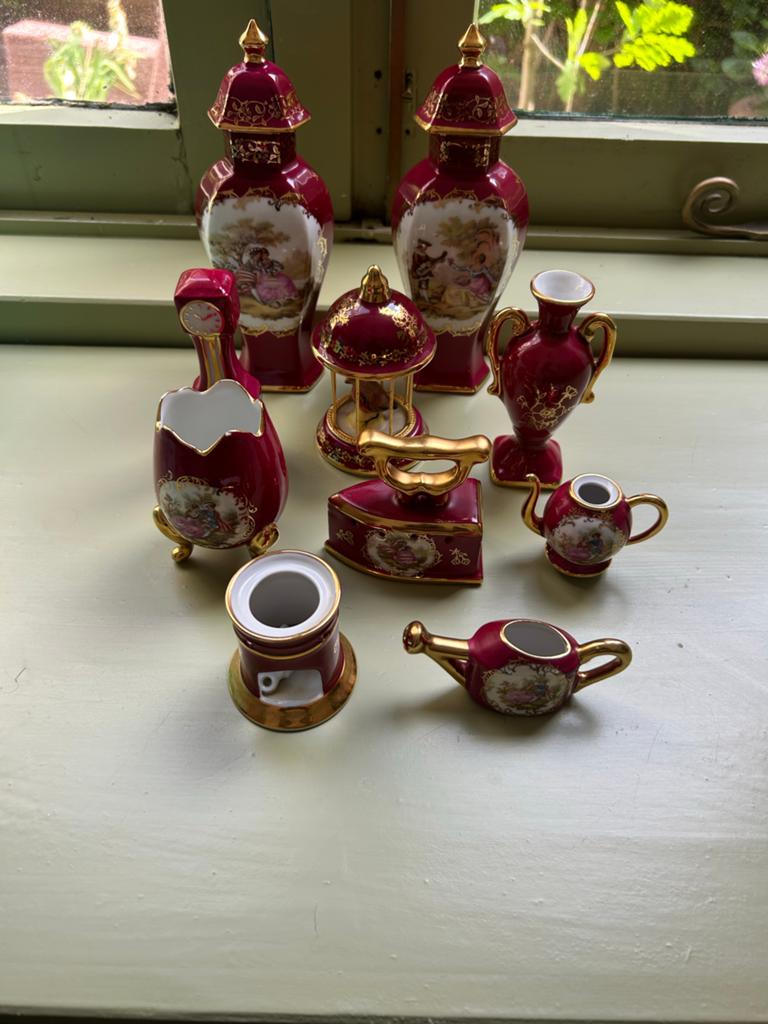 Limoges Miniatuur porseleinen decoratieset - 10 stuks, Ophalen of Verzenden