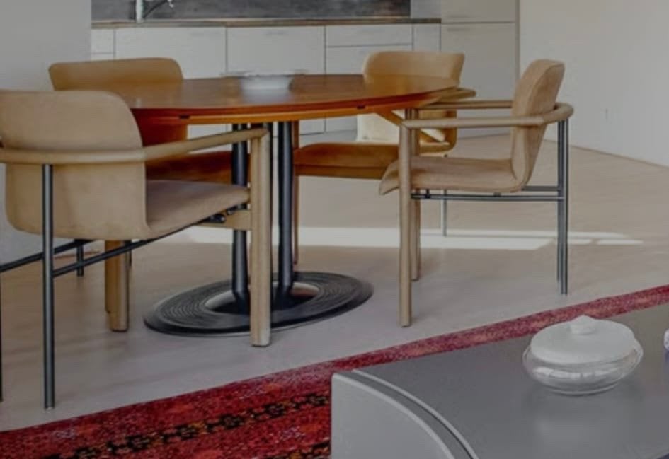Leolux design eethoek tafel 4 stoelen, Ophalen, Gebruikt, Design Leolux, 4 tot 6 stoelen