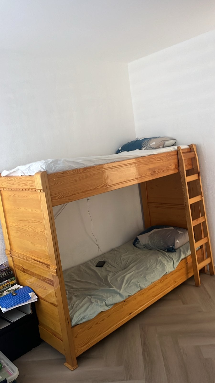 Stevig houten stapelbed gratis moet snel weg, Ophalen, Gebruikt, 160 tot 180 cm, Tweepersoons