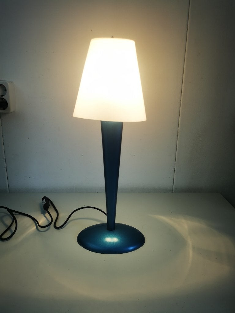 Tafellamp 1990 Ikea Kvartett, Huis en Inrichting, Lampen | Tafellampen, Blauw, Gebruikt, 48 cm, Ophalen of Verzenden