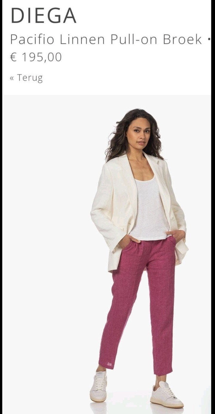 Diega linnen broek pantalon dames large, Ophalen of Verzenden, Zo goed als nieuw, Maat 42/44 (L), Lang