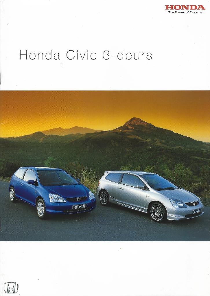 Brochure Honda Civic 3 deurs 2001, Ophalen of Verzenden, Gelezen, Honda