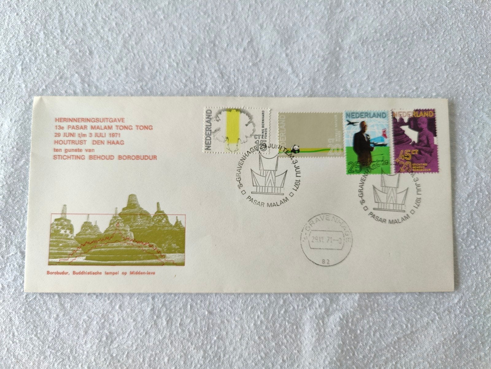 Herinneringsuitgave Pasar Malam Tong Tong 1971 Borobudur, Ophalen of Verzenden, Envelop