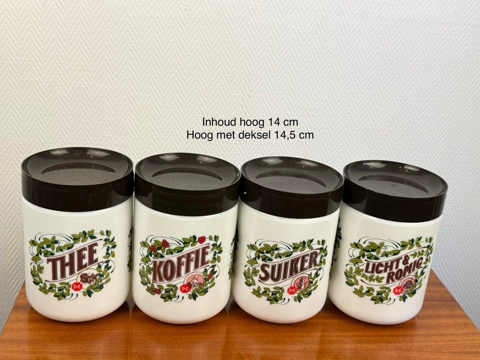 Vintage D.E. Voorraadpotten Set Thee Koffie Suiker, Huis en Inrichting, Ophalen of Verzenden, Zo goed als nieuw