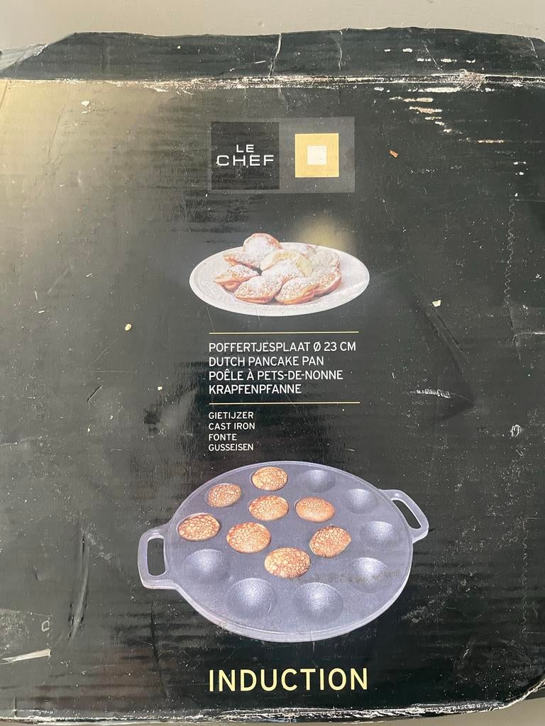 Zware gietijzeren poffertjespan - Inductie geschikt, Overige typen, Ophalen of Verzenden, Zo goed als nieuw, Zwart