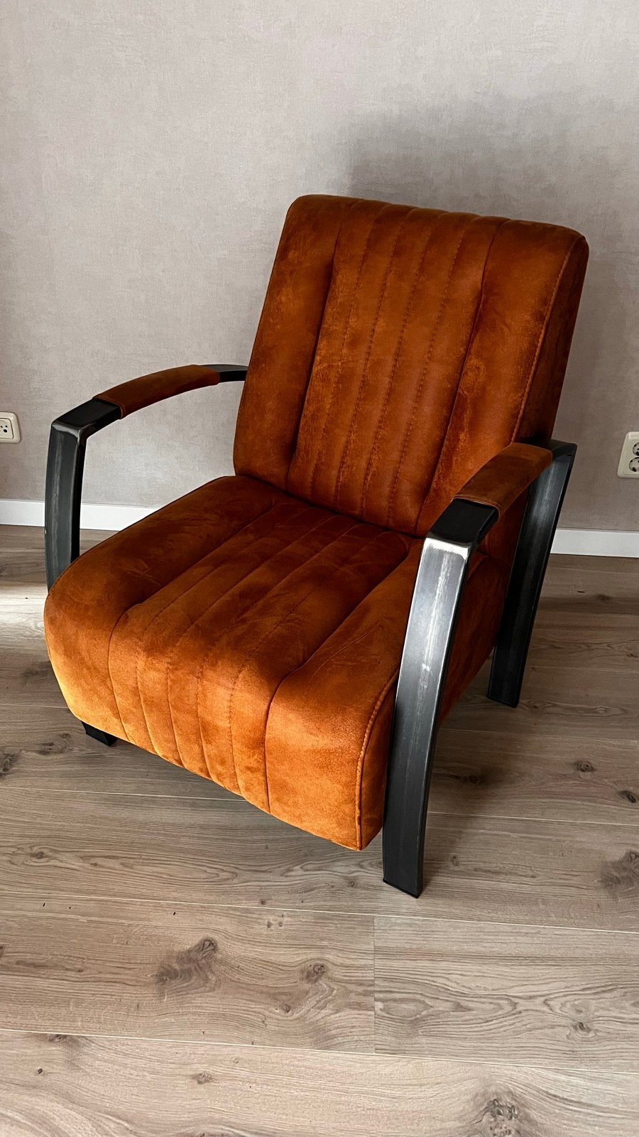 Fauteuil Bogota van Bommel meubelen cognac microvezel, Ophalen, 75 tot 100 cm, Zo goed als nieuw, Stof