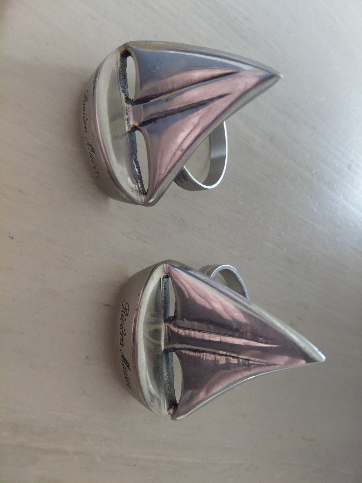 2 Riviera Maison servetringen zeilboten, Zilver, Ophalen of Verzenden, Metaal, Riviera Maison