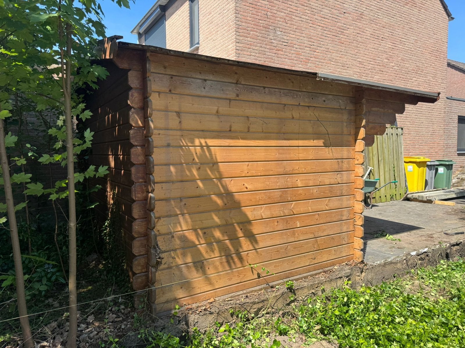 Houten blokhut schuur met overstek en raam, Ophalen, 250 tot 500 cm, Blokhut, 1 raam