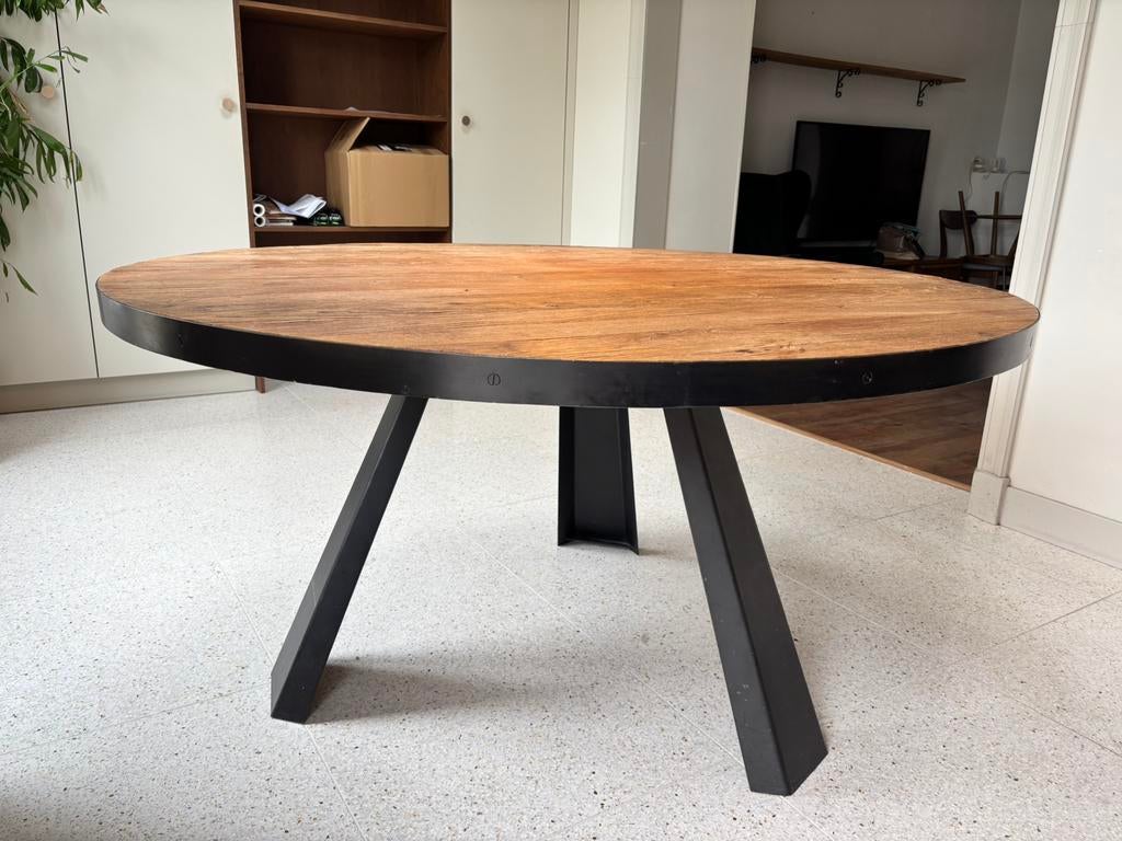 Houten ronde tafel, 100 tot 150 cm, 150 tot 200 cm, Ophalen of Verzenden, Vijf personen of meer