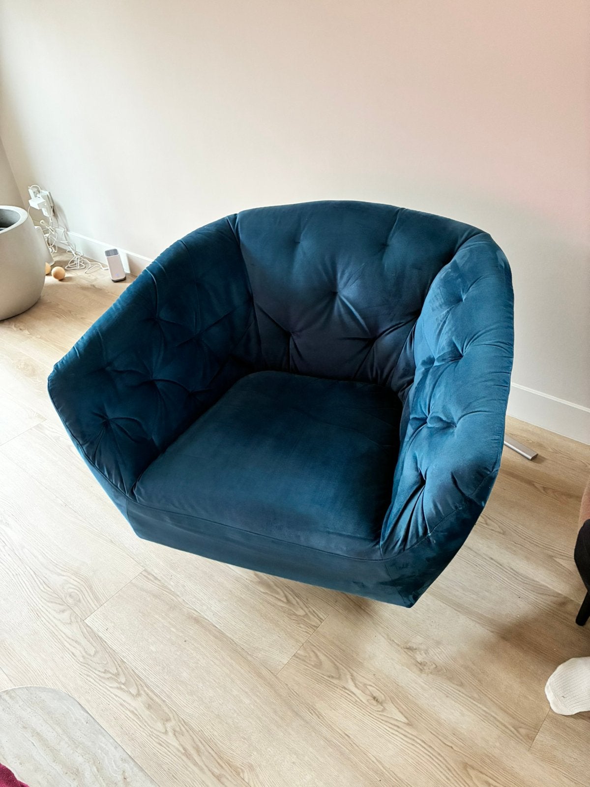 Blauwe Fauteuil velvet Loods5, Ophalen, Zo goed als nieuw, 75 tot 100 cm