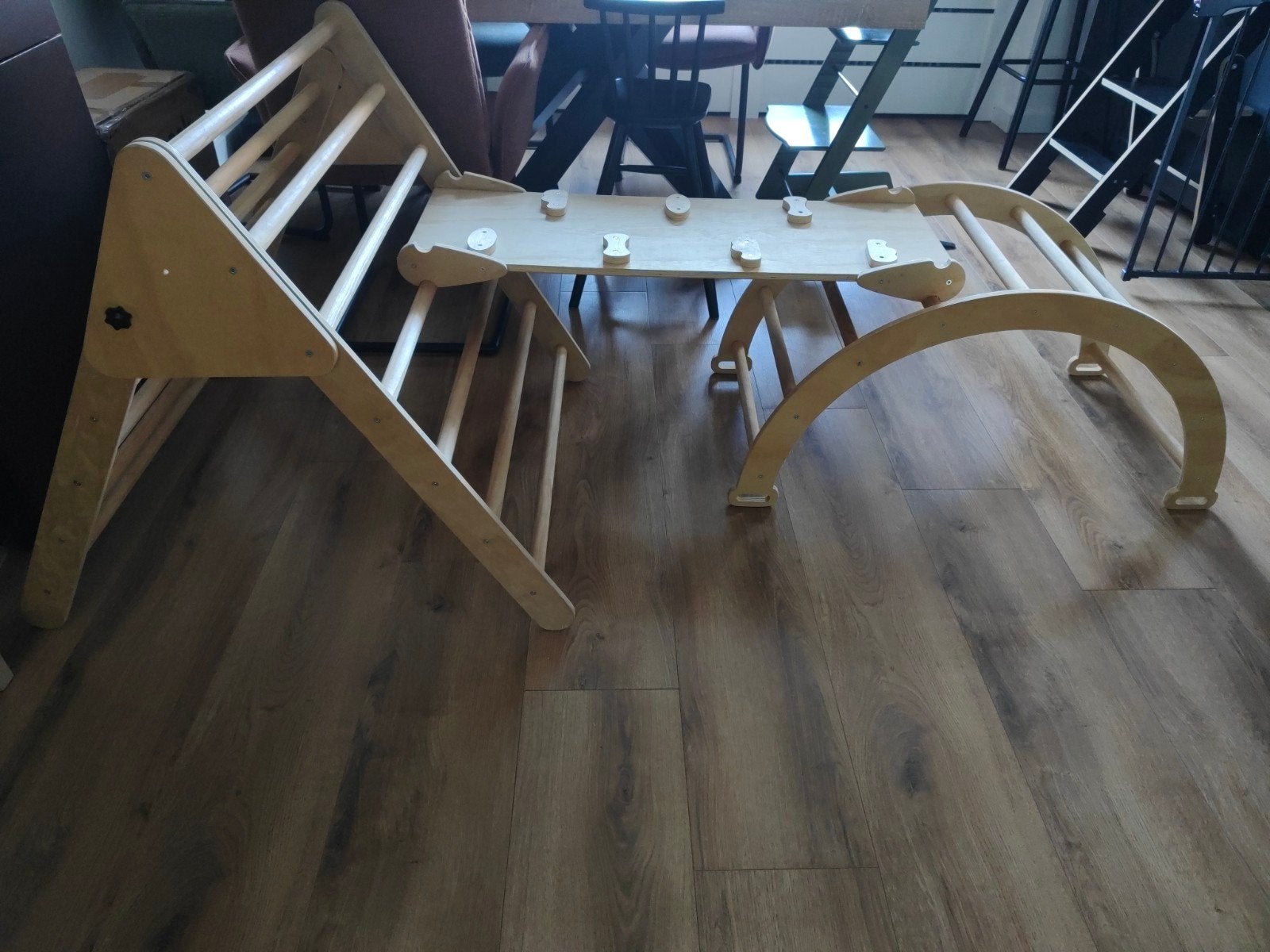 Houten Klimrek met Glijbaan en Schommel/Wiegel, Ophalen, Gebruikt, Schommel