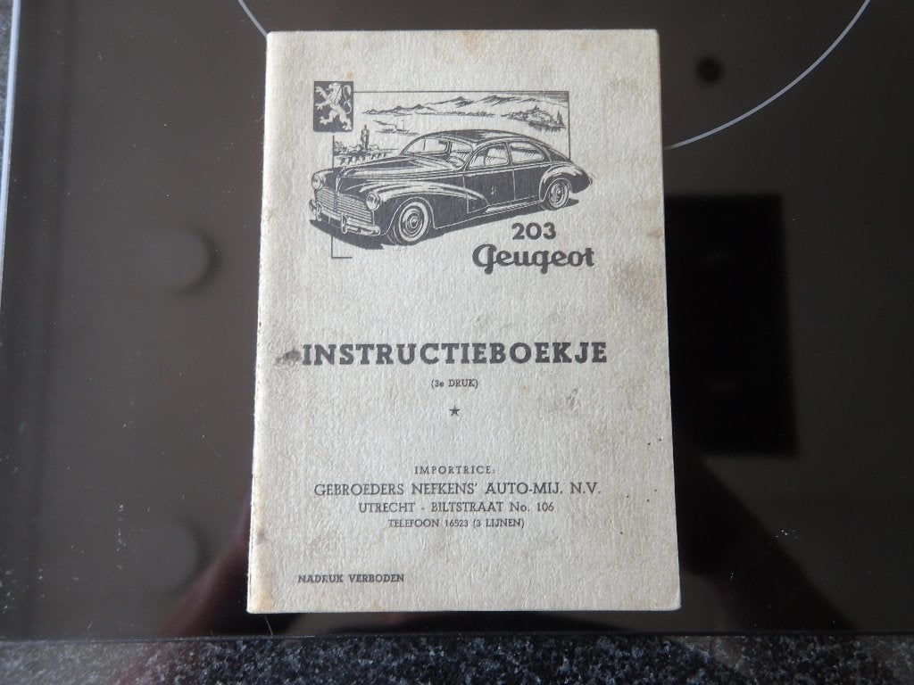 Instructieboekje Peugeot 203, Verzenden