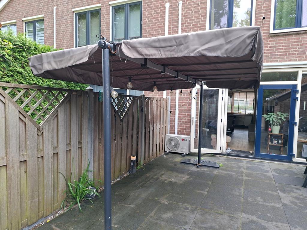 Grote parasol, Tuin en Terras, Parasols, Ophalen, Gebruikt, Meer dan 4 meter, Stokparasol