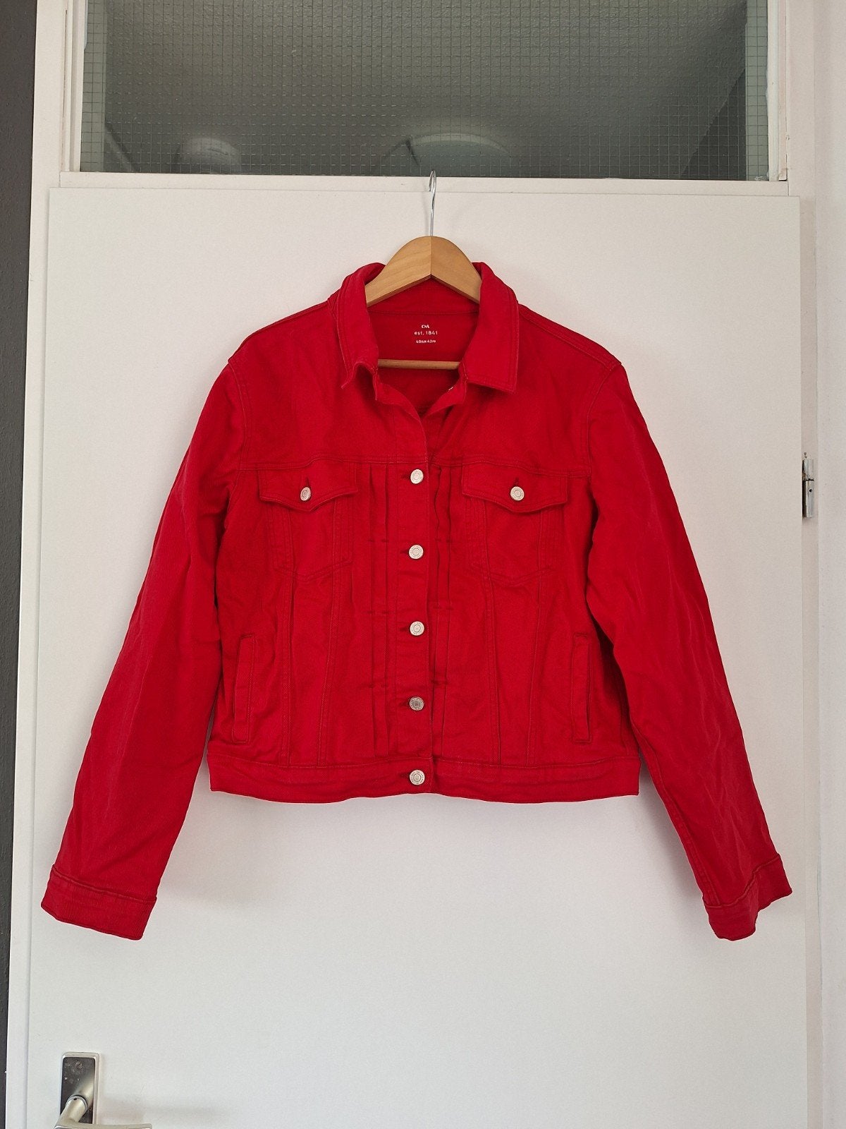 Mooi Rood Spijkerjasje van de C&A mt. 40 €10,-, Maat 38/40 (M), Ophalen of Verzenden, Zo goed als nieuw, Jasje