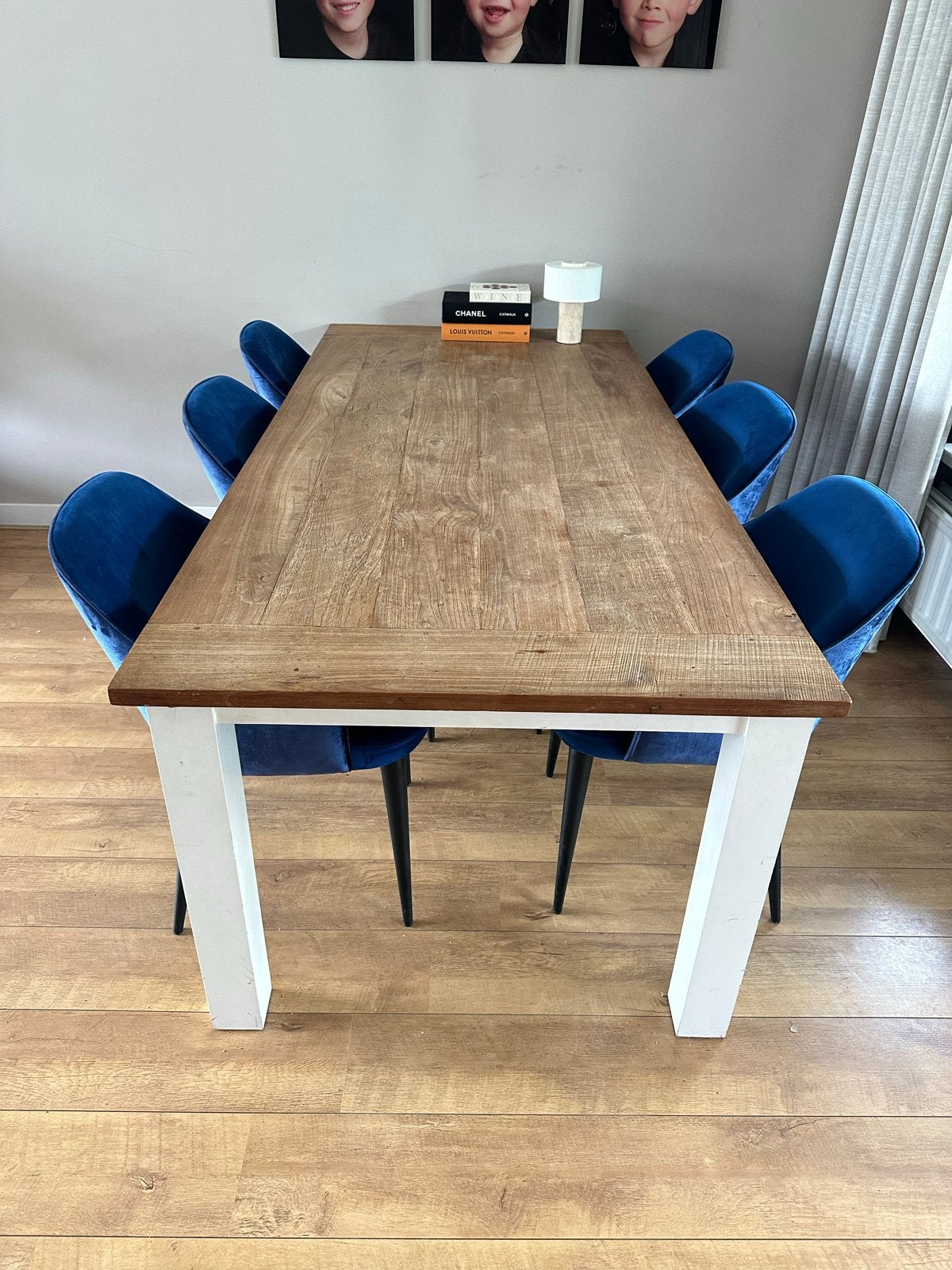 Eettafel 100x220 met Richmond stoelen, Ophalen, Gebruikt, 200 cm of meer, 50 tot 100 cm
