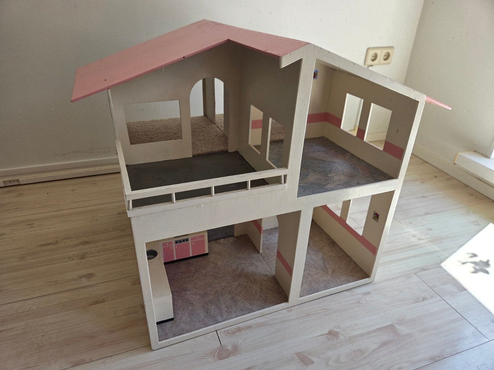 Houten Poppenhuis met Meubels - Vintage Stijl, Ophalen, Gebruikt, Poppenhuis
