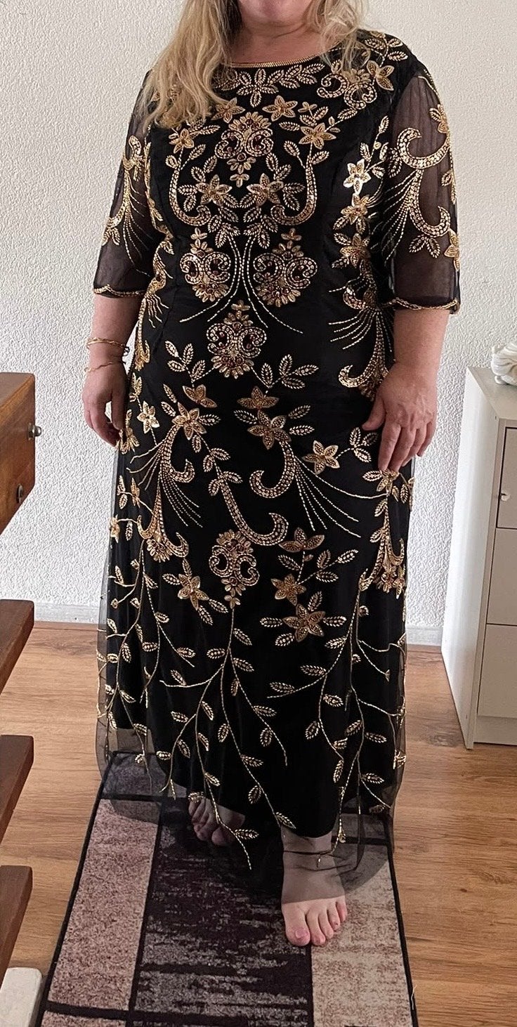 Mooie feestjurk maat 50, Galajurk, Zwart, Maat 46/48 (XL) of groter, Ophalen of Verzenden