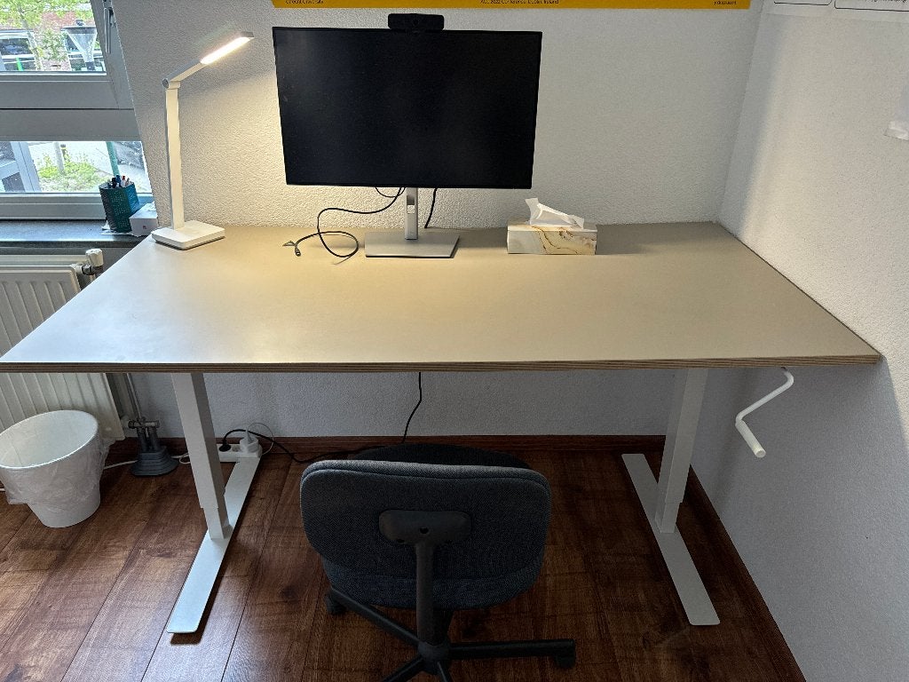 IKEA TROTTEN / SKARSTA zit-sta bureau 160x80 cm, Ophalen, Gebruikt