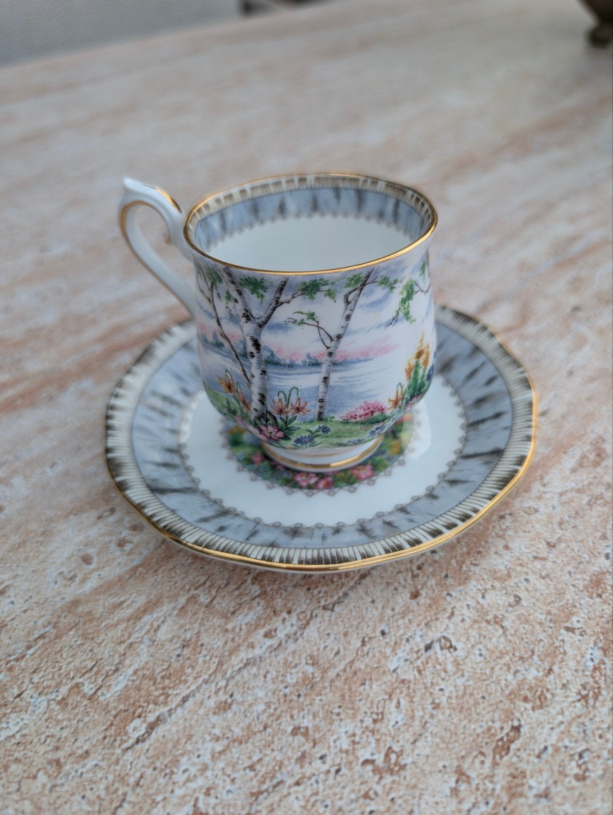 Royal Albert "Silver Birch" Kop en Schotel, Ophalen