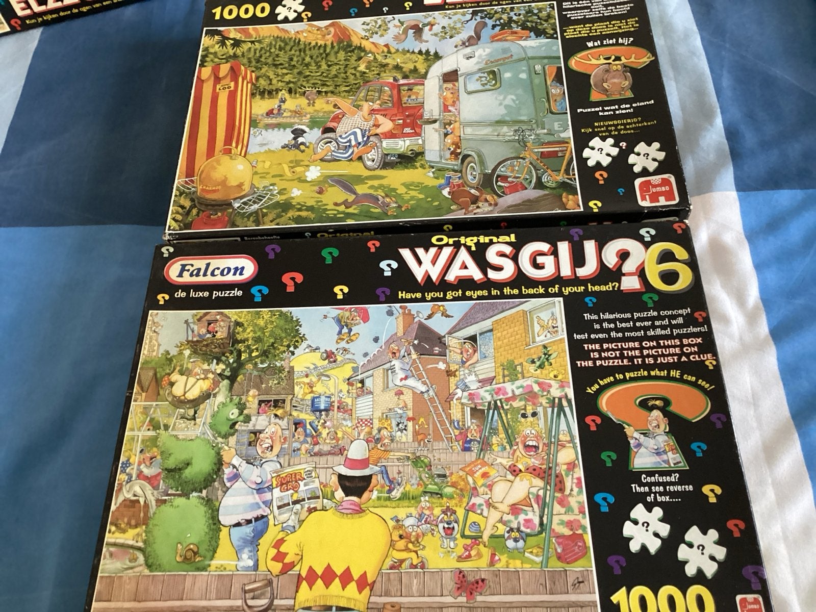 Wasgij en Elzzup Puzzels - 2x 1000 stukjes, Ophalen of Verzenden, 500 t/m 1500 stukjes, Gebruikt