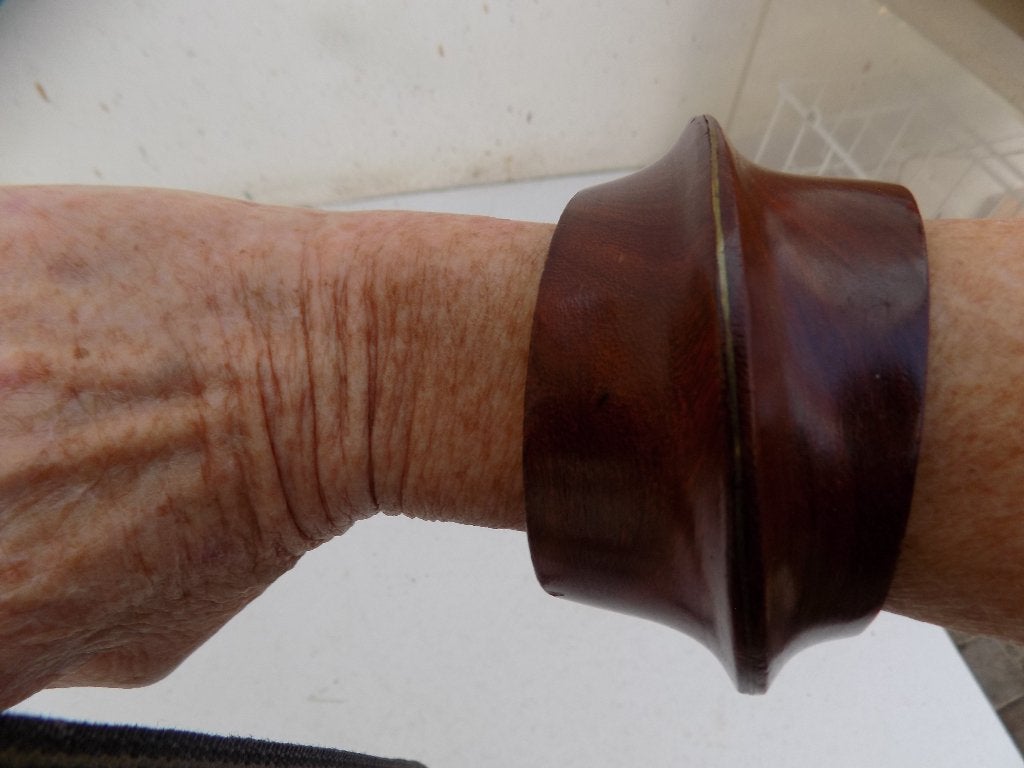 Armband teakhout retro vintage byoux, Ophalen of Verzenden, Gebruikt, Hout