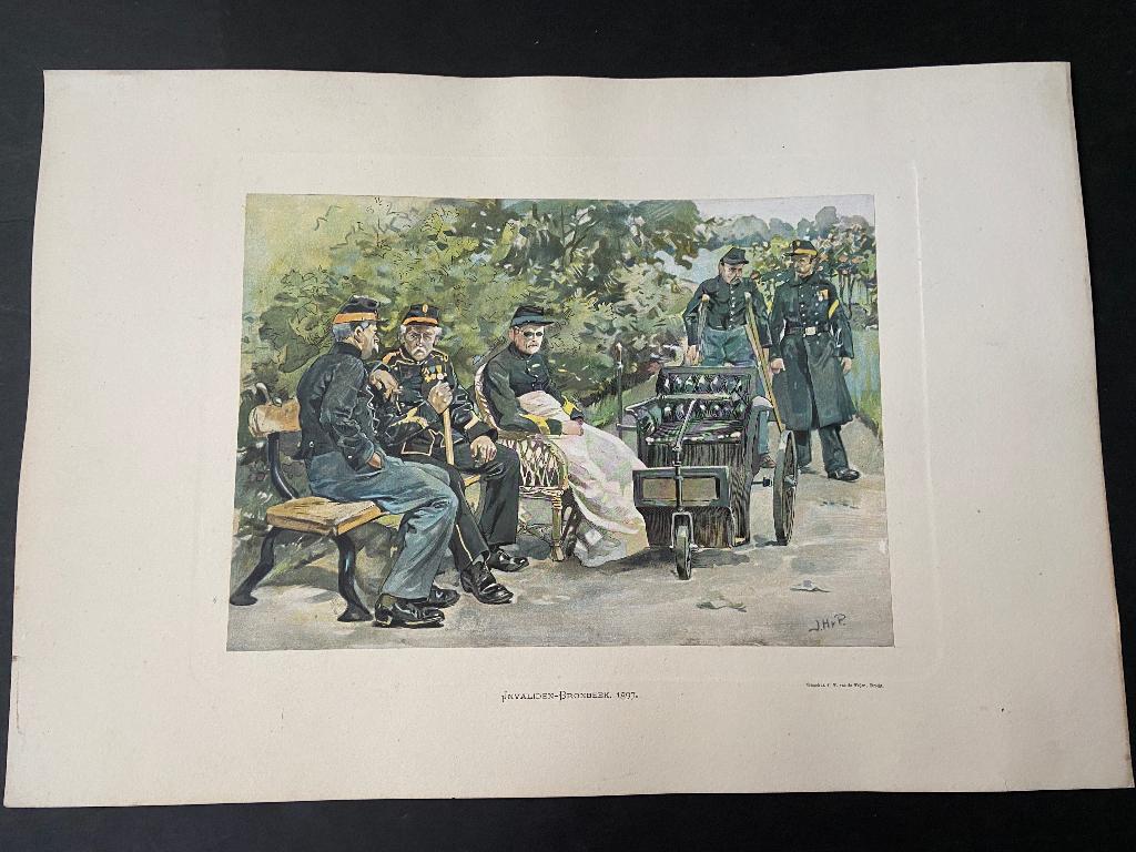Bronbeek 1897 ChromodrukInvaliden - Bronbeek 1897 Chromdruk, Verzamelen, Ophalen of Verzenden, Landmacht, Nederland, Kunstobject
