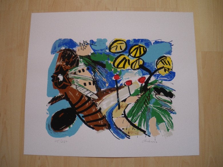 PETER DIEM zeefdruk - Day O, Antiek en Kunst, Kunst | Litho's en Zeefdrukken, Origineel, Ophalen of Verzenden, Zeefdruk