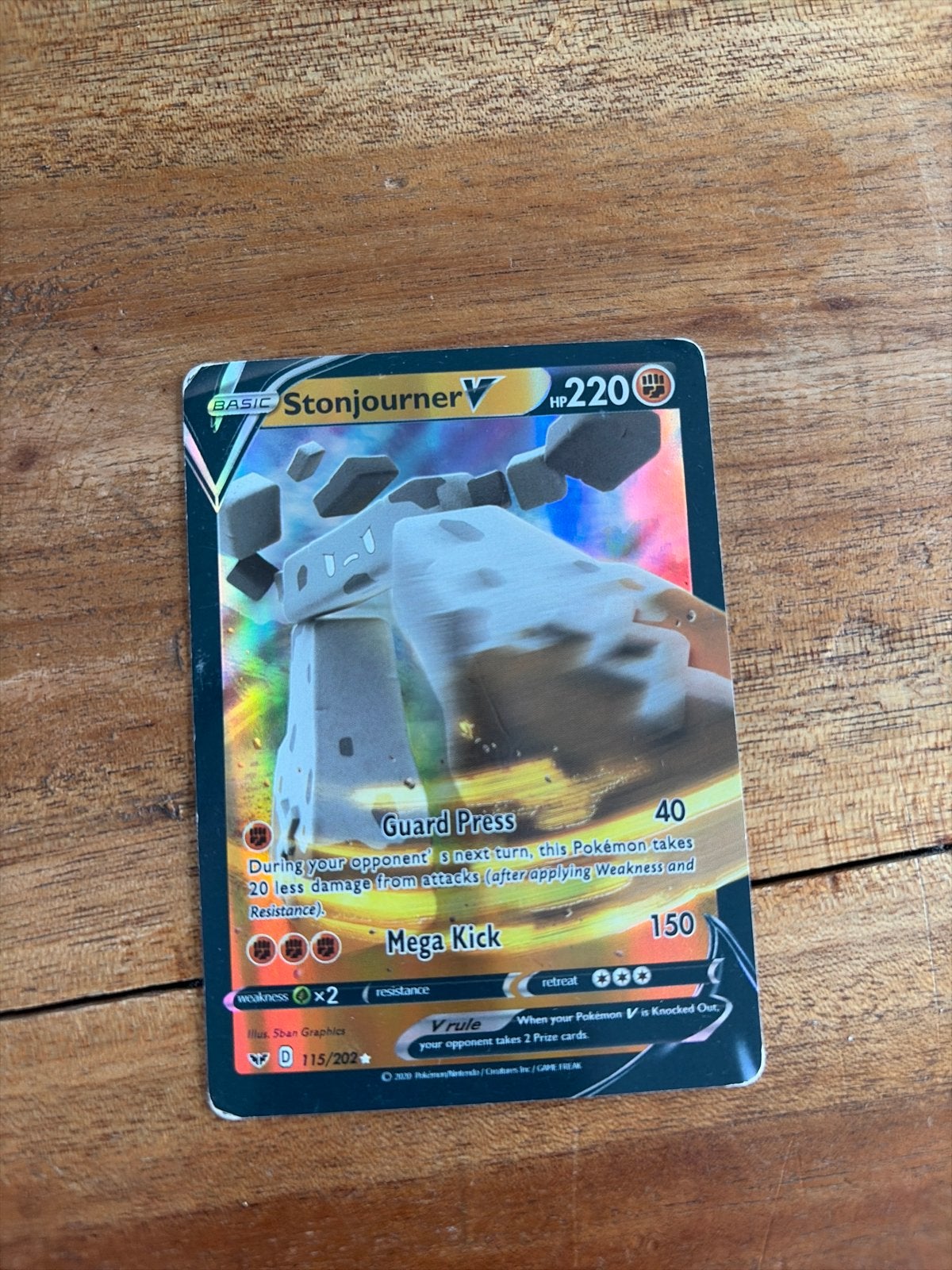 Pokémon Kaart Stonjourner V 115/202, Ophalen of Verzenden, Gebruikt, Losse kaart