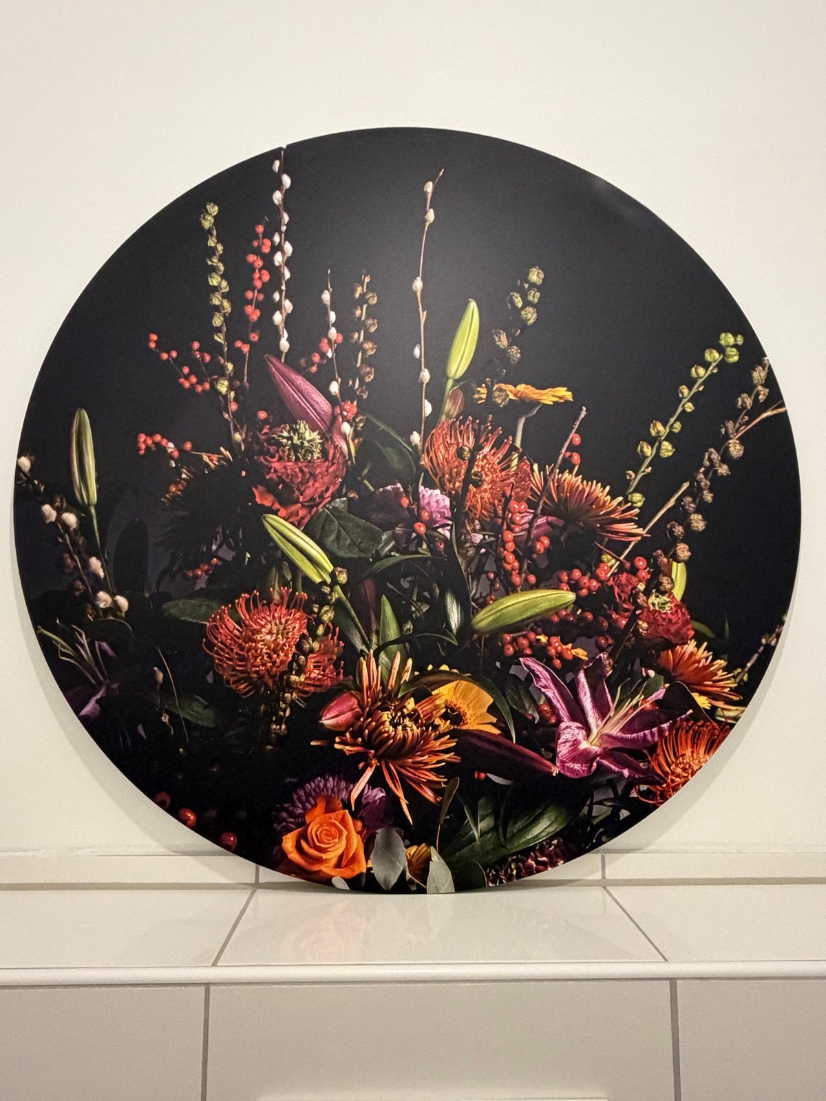 Rond Acrylaat/Plexiglas Kunststofplaat met Bloemenprint, Ophalen, 50 – 75, 50 tot 75 cm, Print