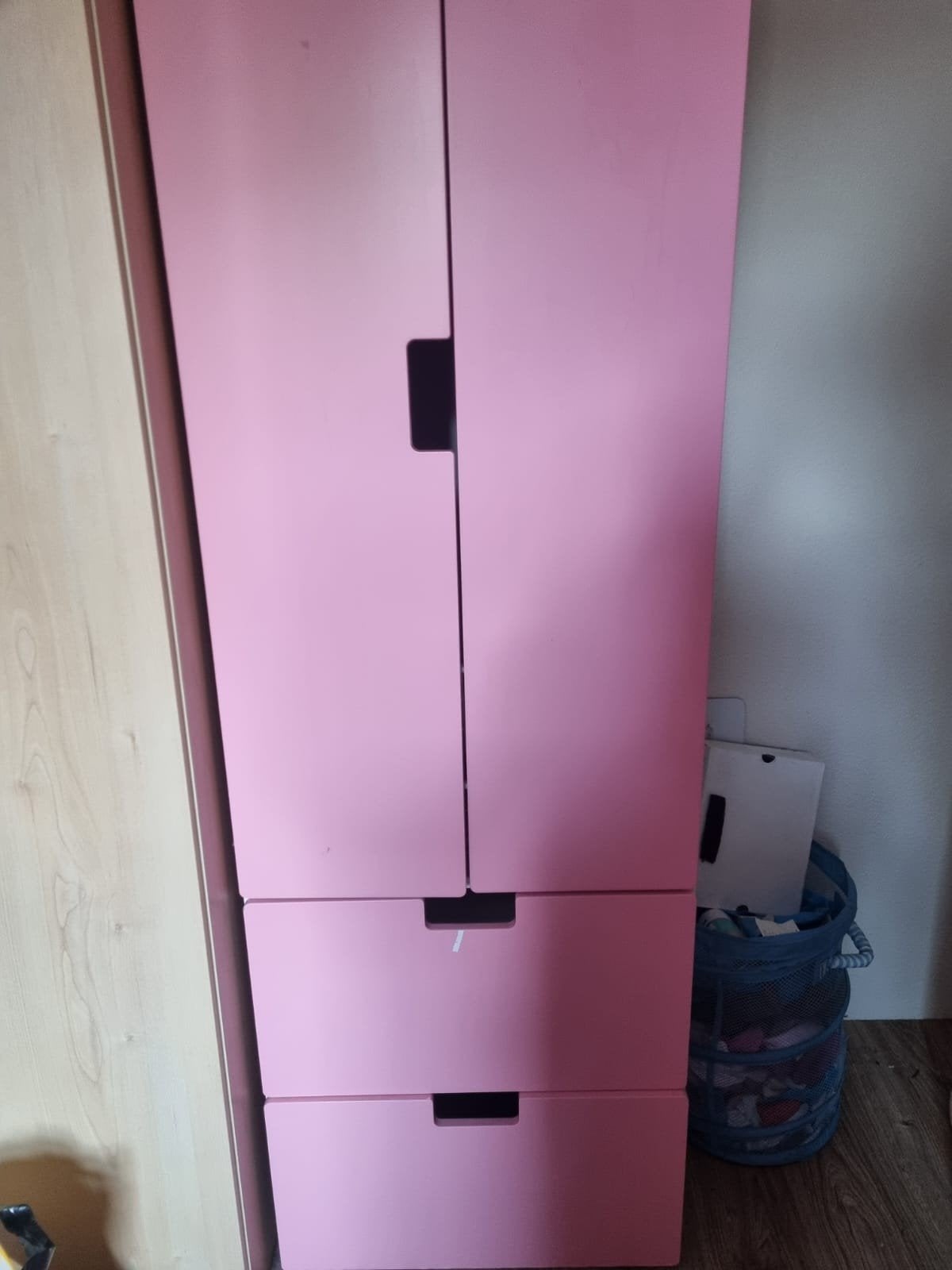 Roze kledingkast met 2 lades en hangruimte, Ophalen, Minder dan 50 cm, Gebruikt, Met lade(s)