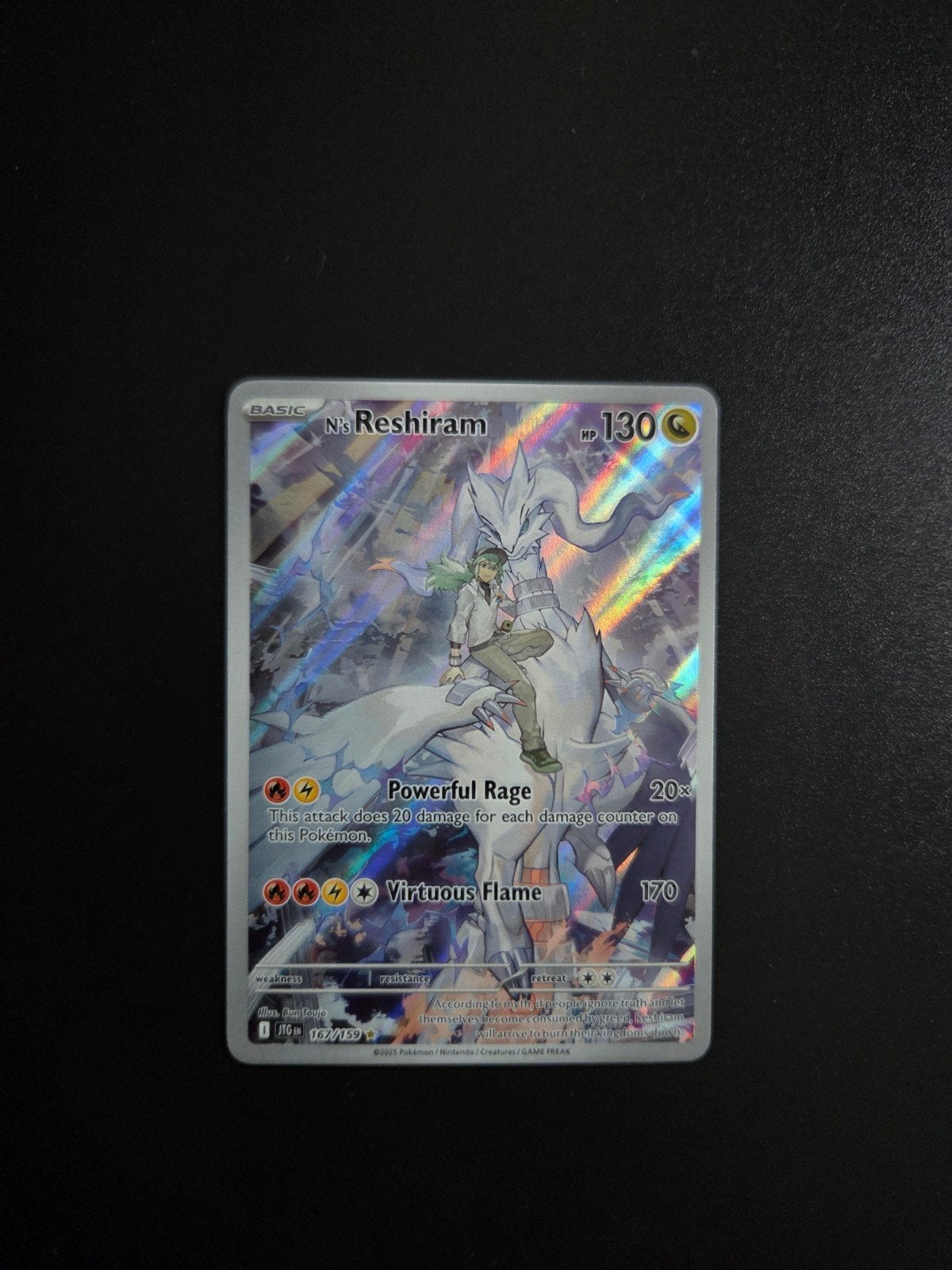 N's Reshiram 167 Pokemon Journey Together, Ophalen of Verzenden, Zo goed als nieuw, Booster, Foil