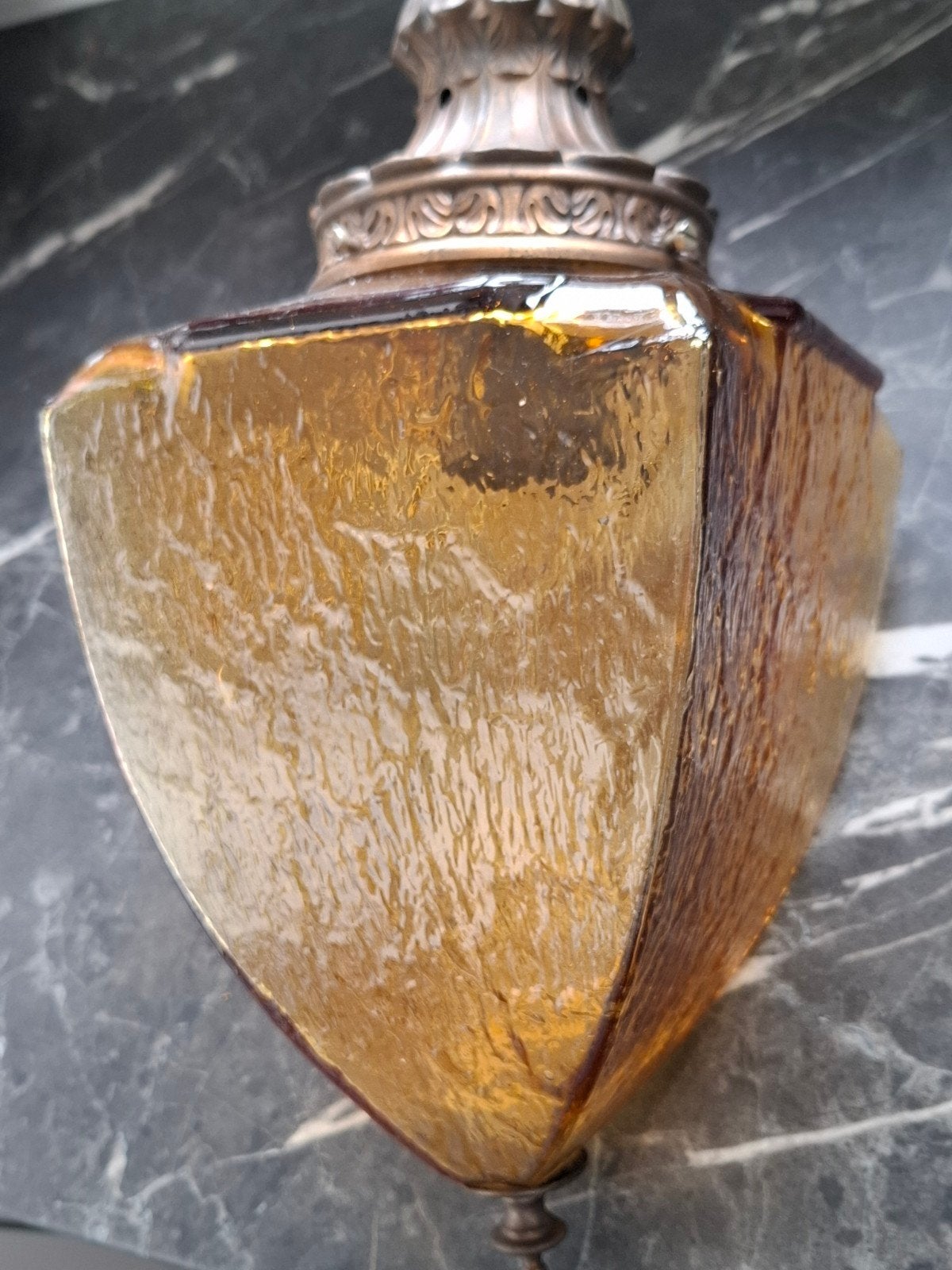 prachtige antieke lamp Art Deco amberkleur waterval, Ophalen of Verzenden