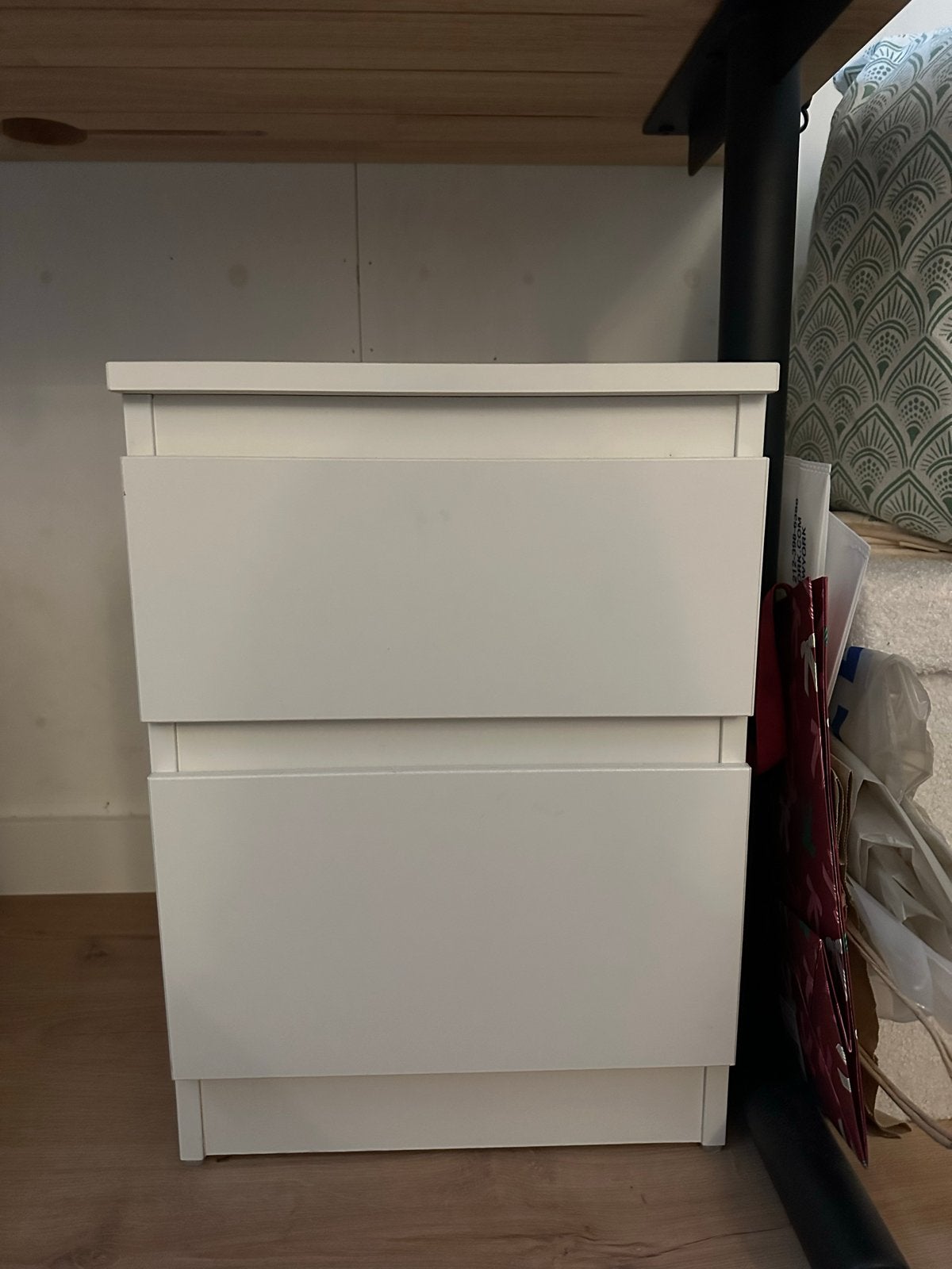 IKEA MALM Nachtjekast/Night Table met 2 lades - Wit, Ophalen, Gebruikt, Minder dan 45 cm, 55 tot 70 cm