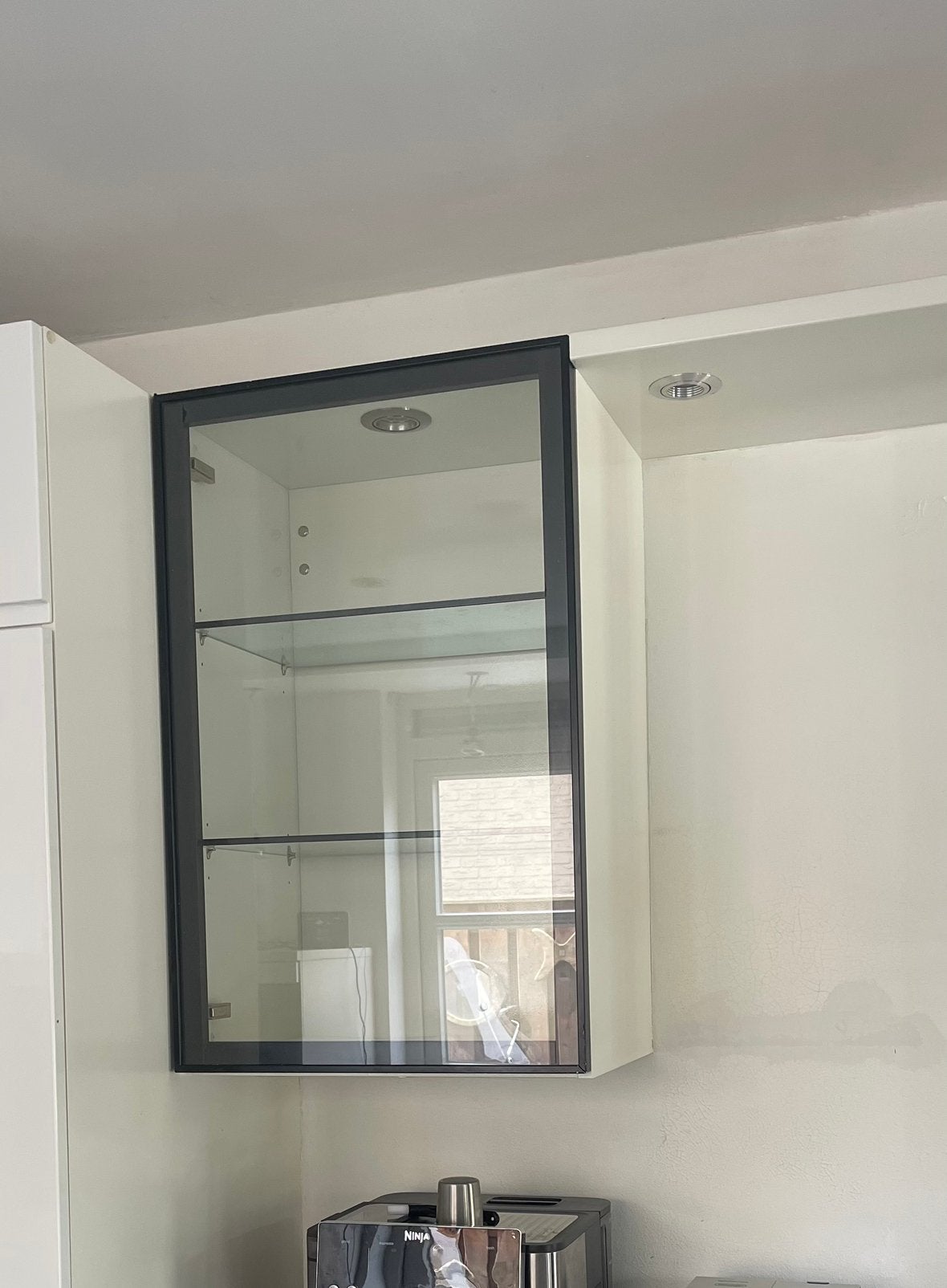 Boven keukenkast met aluminium deur met glas, Ophalen, Zwart, 50 tot 100 cm, Zo goed als nieuw