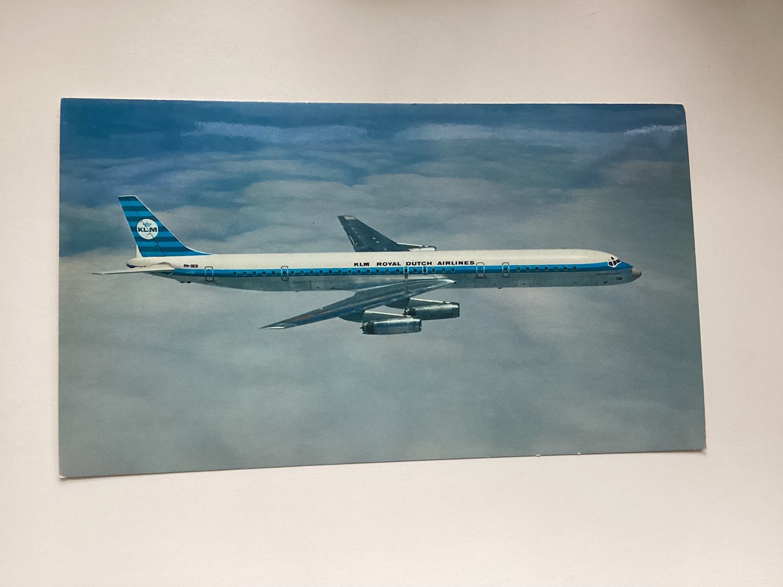 Vintage KLM Super DC-8-63 Ansichtkaart - Ongelopen, Verzamelen, Ansichtkaarten | Nederland, Ophalen of Verzenden, 1960 tot 1980