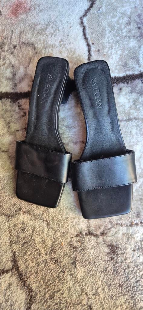 Zwarte Vegan Muiltjes met Blokhak, Kleding | Dames, SVEGAN, Zwart, Zo goed als nieuw, Sandalen of Muiltjes