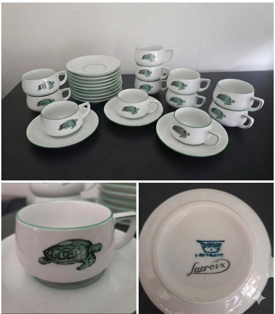 Vintage Thomap Lacroix Kop en Schotel Set met Schildpad, Huis en Inrichting, Ophalen of Verzenden