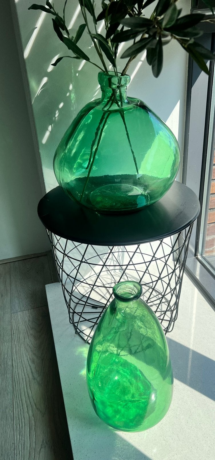 Vazen Groen glas ,set / van Intratuin; per stuk, Ophalen, Zo goed als nieuw, Rond, Glas