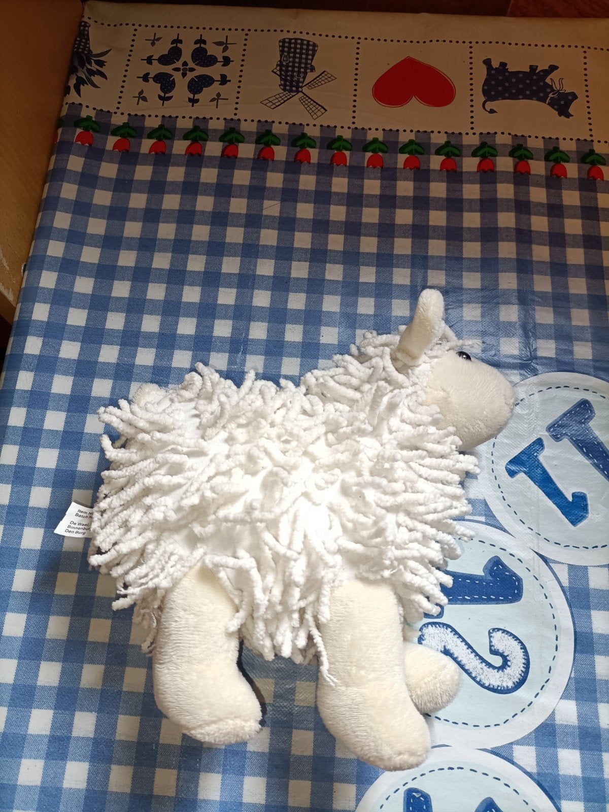 De Waal Texel schaap knuffel wit met slierten 20 cm groot, Ophalen of Verzenden, Zo goed als nieuw, Overige typen