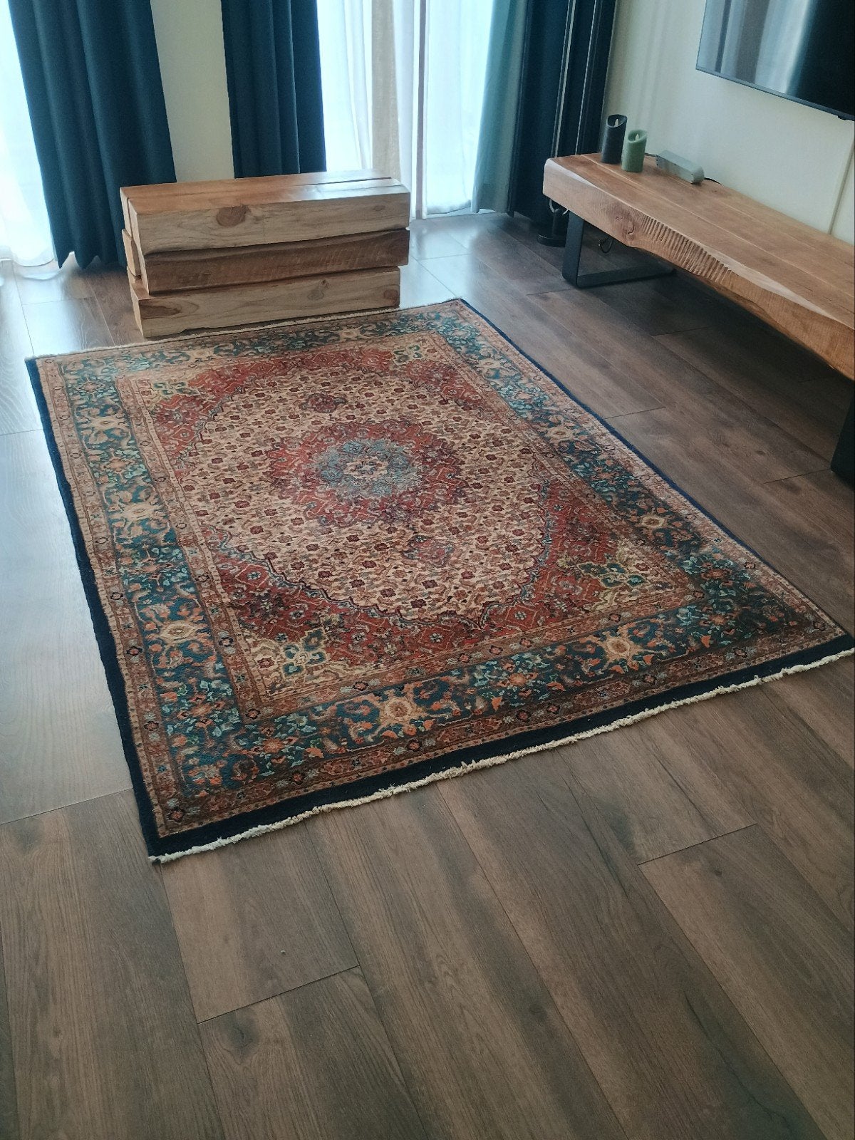 perzisch handgeknoopt tapijt, Ophalen, Gebruikt, Rechthoekig, 200 cm of meer